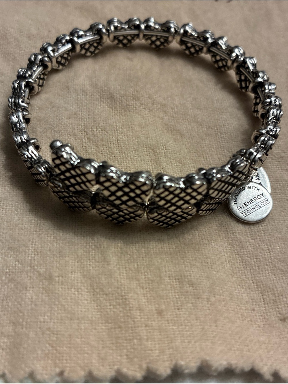 Alex and Ani Romance Heart Wrap Bangle Bracelet Rafaelian Silver Expandable